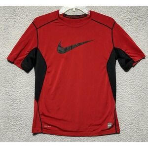 Nike Pro Combat Shirt Boys XL Red Dri-Fit Fitted Training Athletic Youth Sports